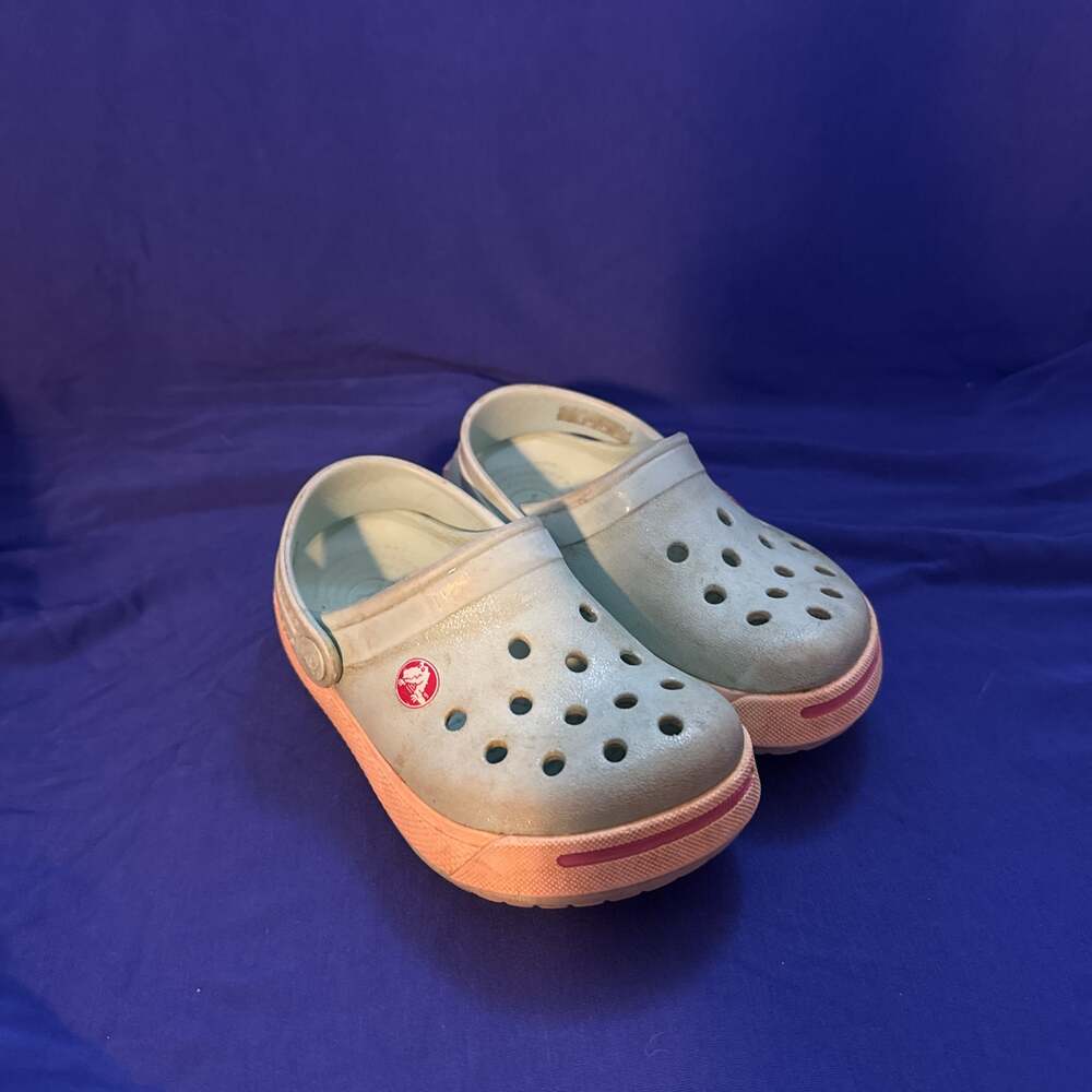 Crocs Crocband Kids Ice Blue/Pink Slip On Clogs Shoes